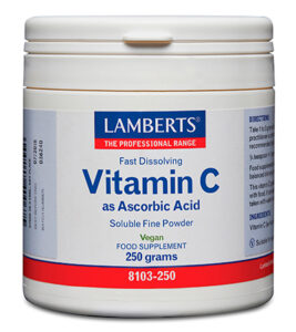 Vitamina C en forma de acido ascórbico 250 gramos, como apoyo al sistema inmunitario Lamberts