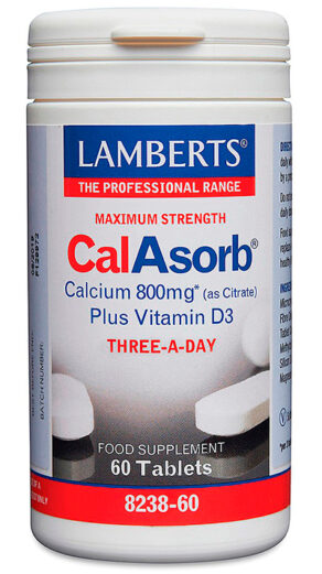 CalAsorb®, Calcio 800 mg como Citrato y Vitamina D3 60 tabletas