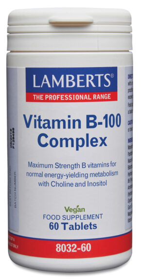Complejo B-100 mg con todas las vitaminas B. Una al día