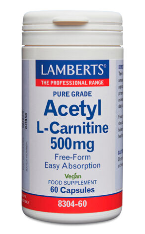 Acetil L-Carnitina 500 mg en forma Libre. Aminoácido no esencial