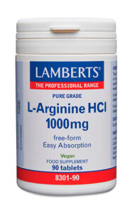 L-Arginina HCL 1000 mg en forma Libre. Aminoácido no esencial Lamberts