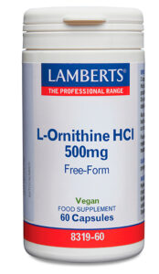 L-Ornitina 500 mg en forma libre. Aminoácido no esencial Lamberts