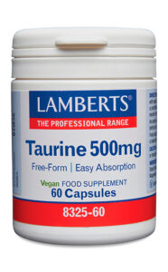 Taurina 500 mg. Forma libre. Aminoácido no esencial Lamberts
