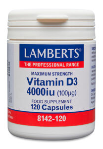 Vitamina D 4000 ui como D3 colecalciferol Lamberts .120 cápsulas.