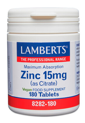 Zinc 15 mg como Citrato con mayor absorción. 180 tabs.